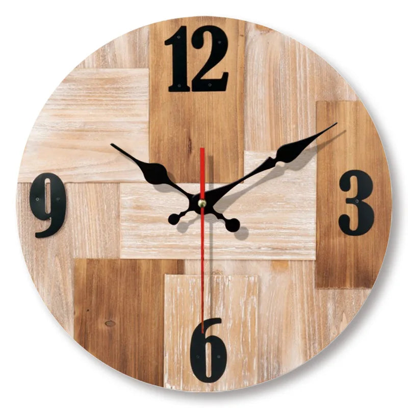 Wall Clock Silent Quartz Natural Wood 30 cm