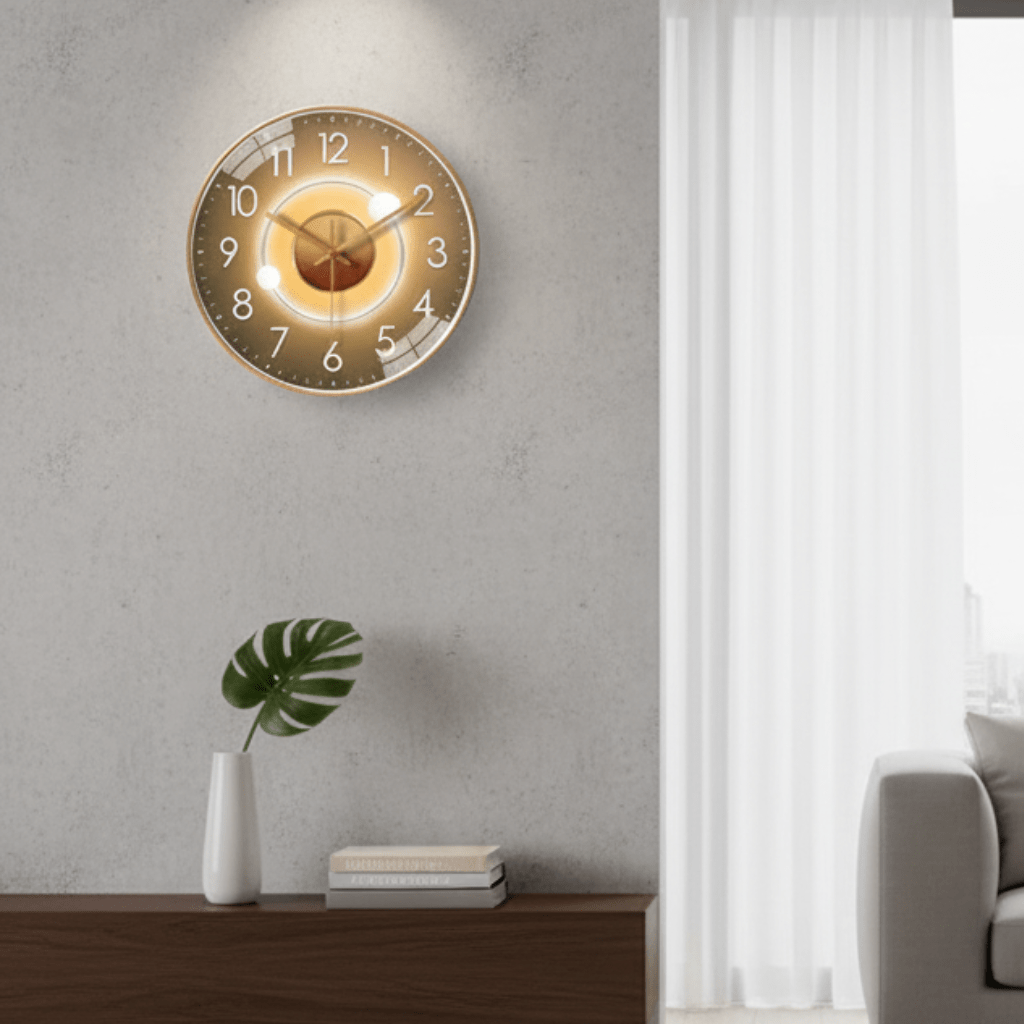 Wall Clock Silent Quartz Warm LED 20cm Diameter