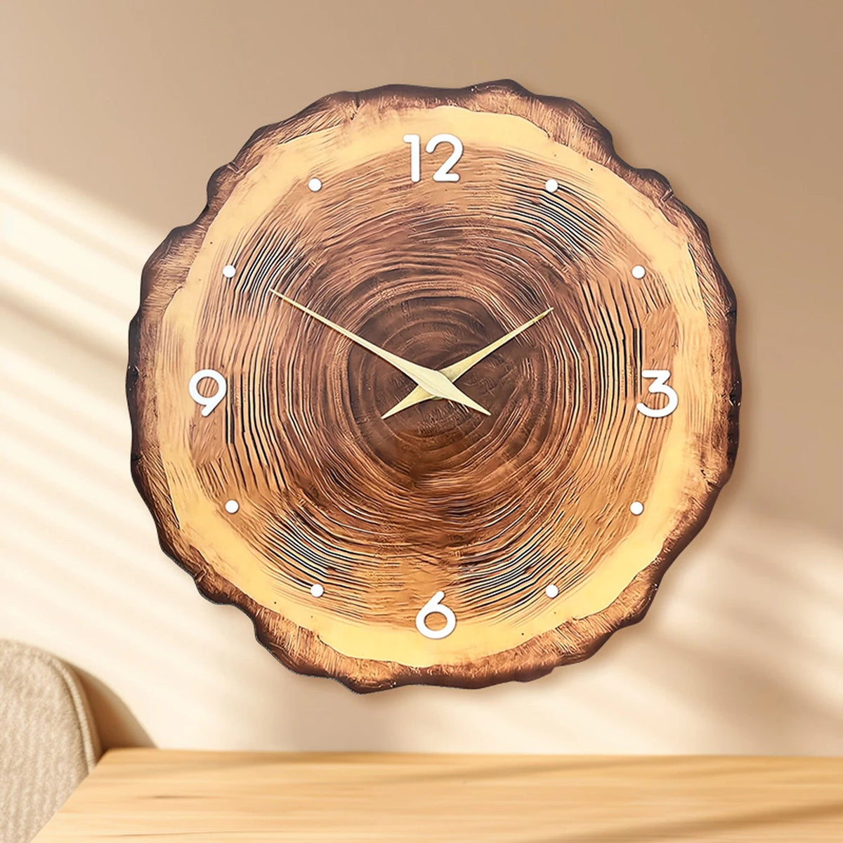 Wall Clock Tree Slice Wood Face Silent Quartz Movement