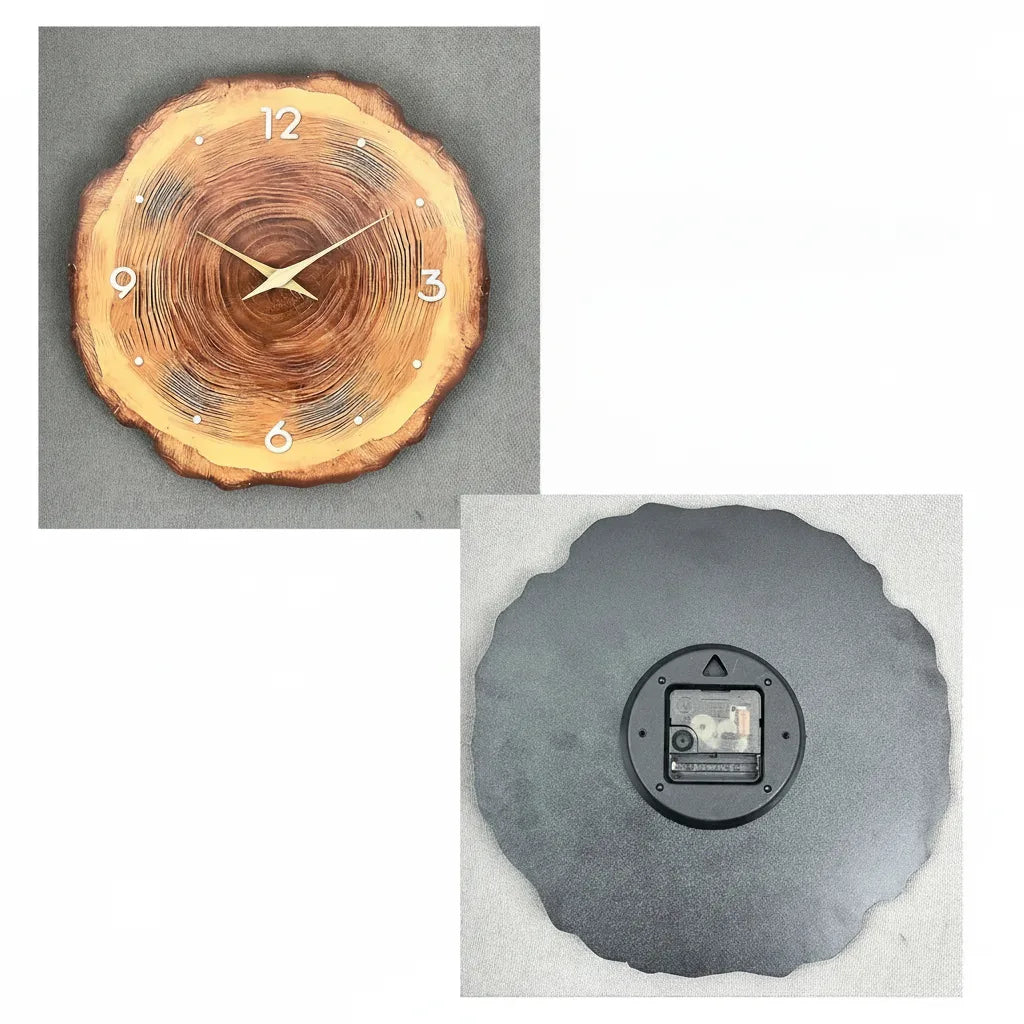Wall Clock Tree Slice Wood Face Silent Quartz Movement