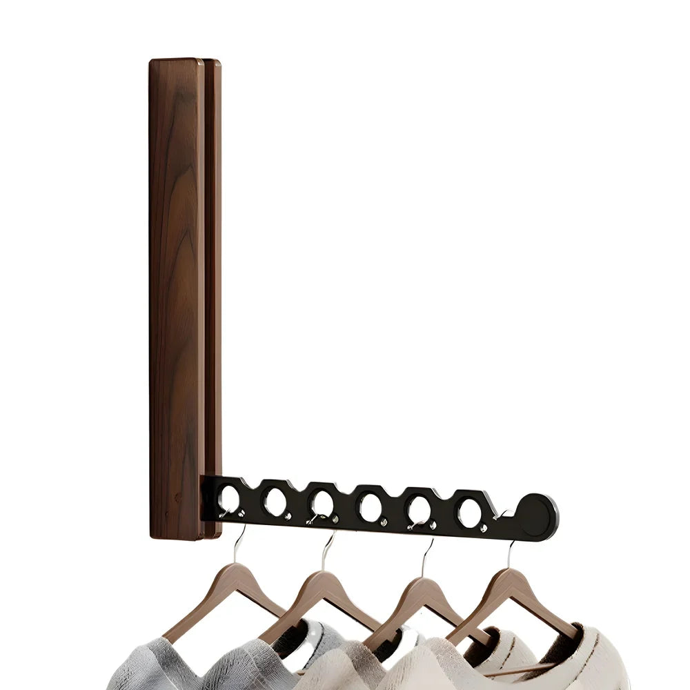 Wall Coat Rack Foldable Wood Frame & Metal Rod