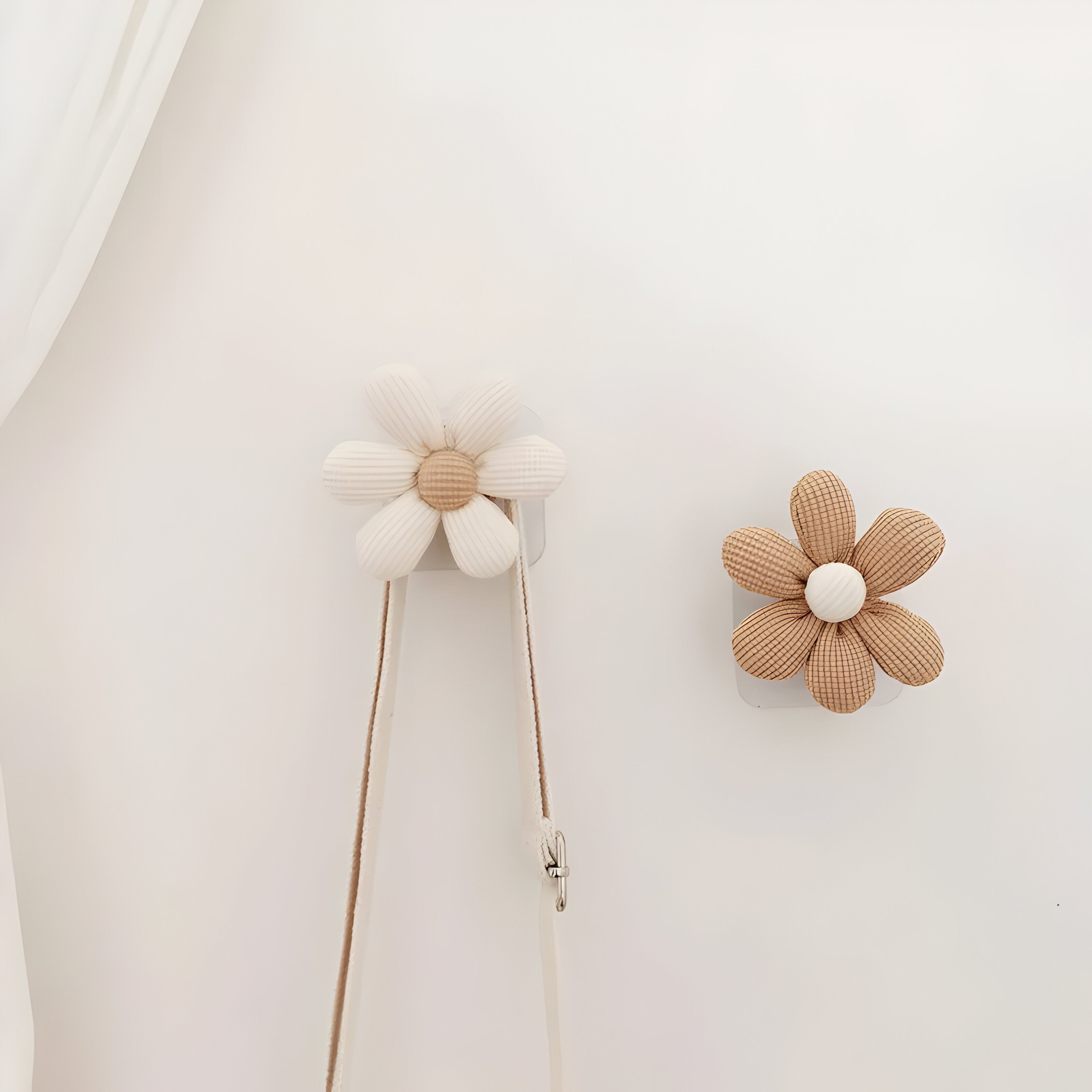 Wall Hook Natural Wood Floral Pattern Compact Size