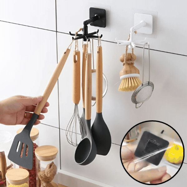 Wall Hook Rack 360 Degree Rotatable Adhesive Mount