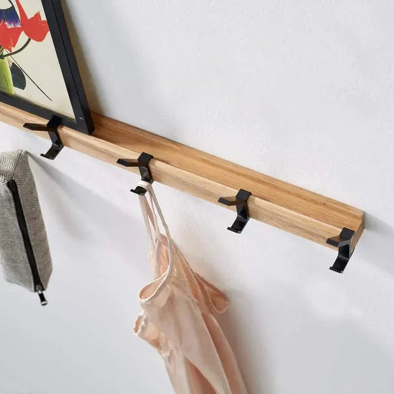 Wall Hook Rack 5 Double Hooks Rubberwood
