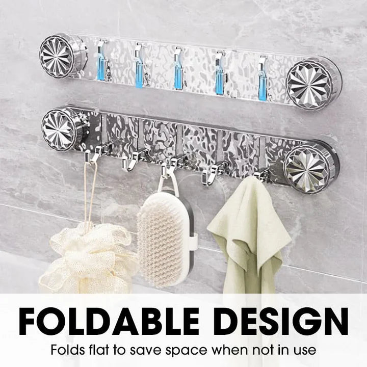 Wall Hook Rail Self Adhesive Foldable Hooks Crystal Ends