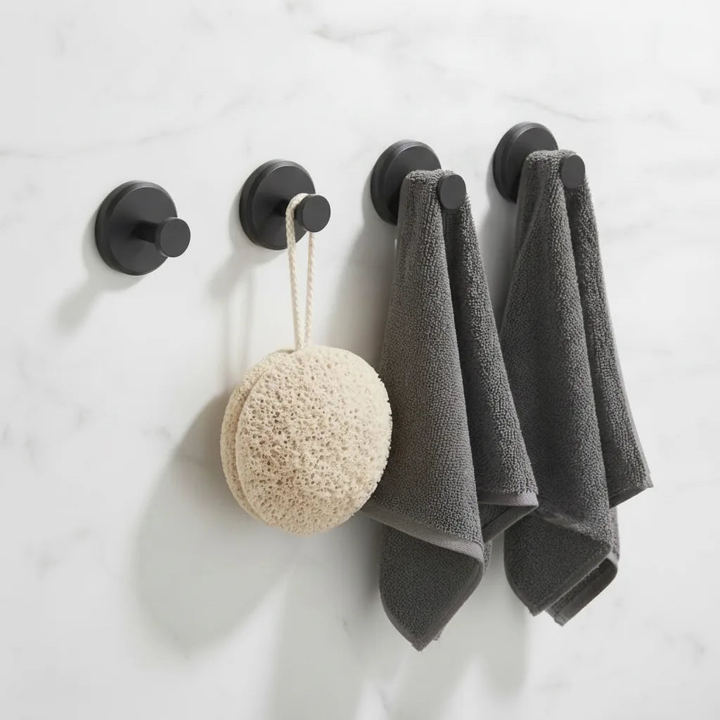 Wall Hooks Drill-Free Suction Cup Repositionable Set Of 4