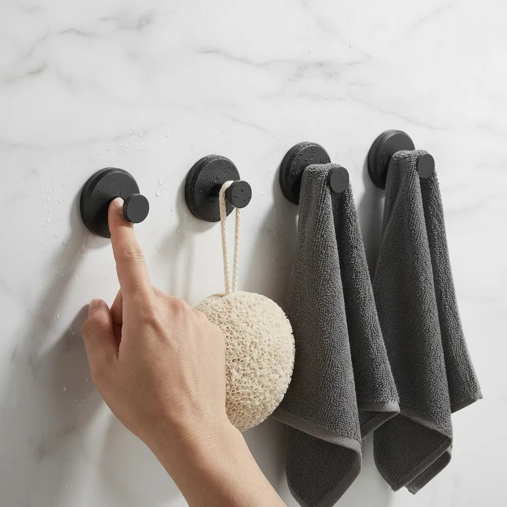 Wall Hooks Drill-Free Suction Cup Repositionable Set Of 4