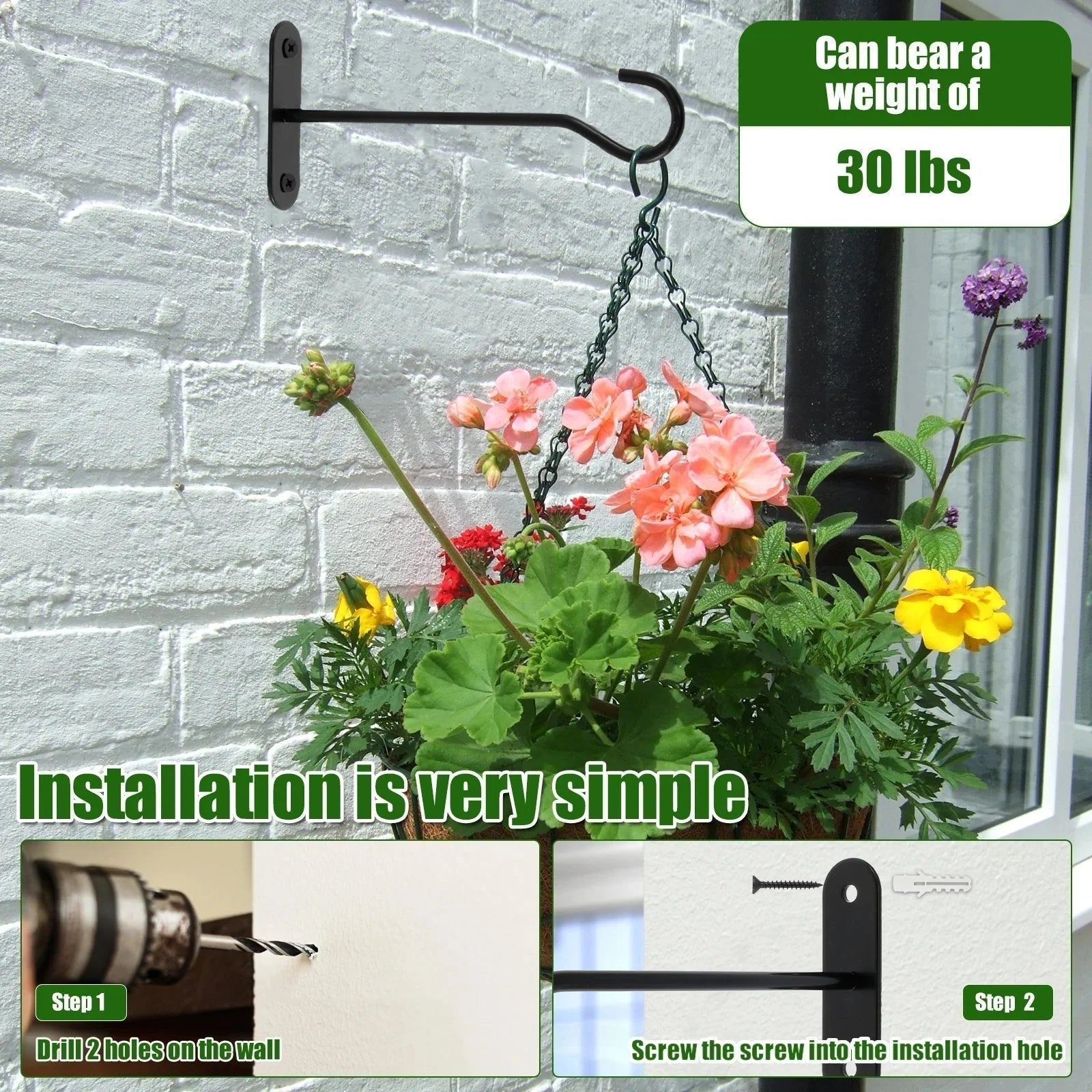 Wall Hooks Iron 22 Lb Capacity Set of 4