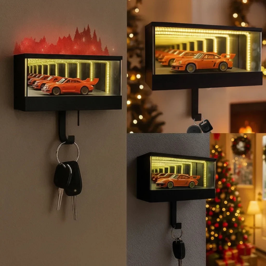 Wall Key Holder Infinity Mirror LED Lighting
