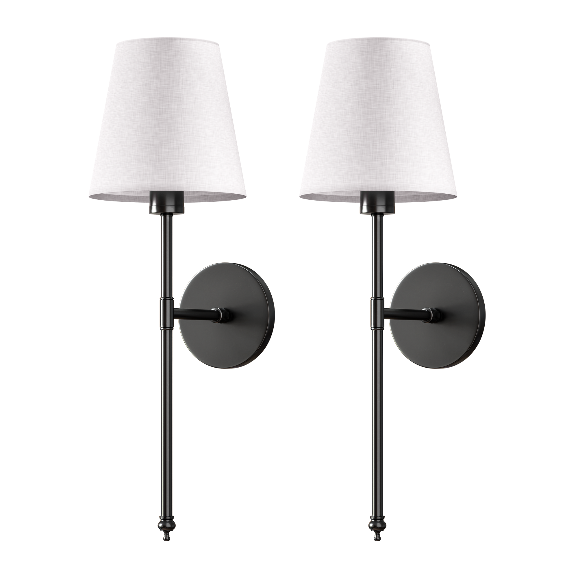 Wall Lamp Adhesive Mount Fabric Shade Set of 2