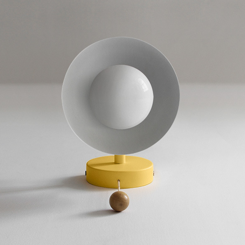 Wall Lamp Pull Cord Scandinavian Wood Metal & Glass