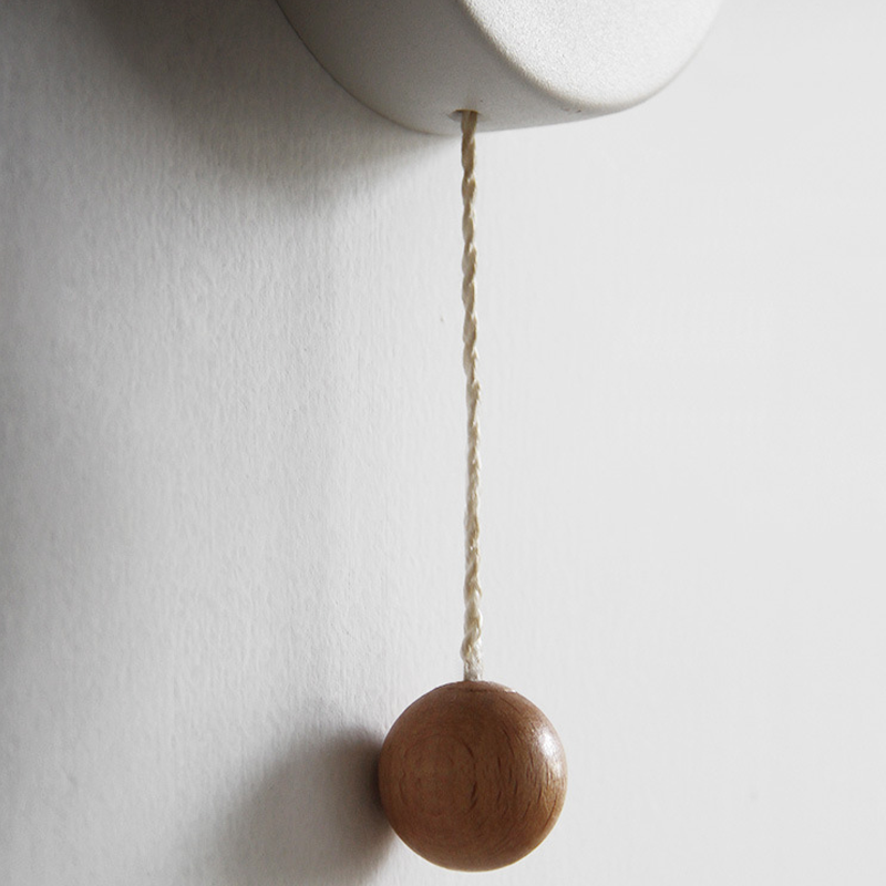 Wall Lamp Pull Cord Scandinavian Wood Metal & Glass