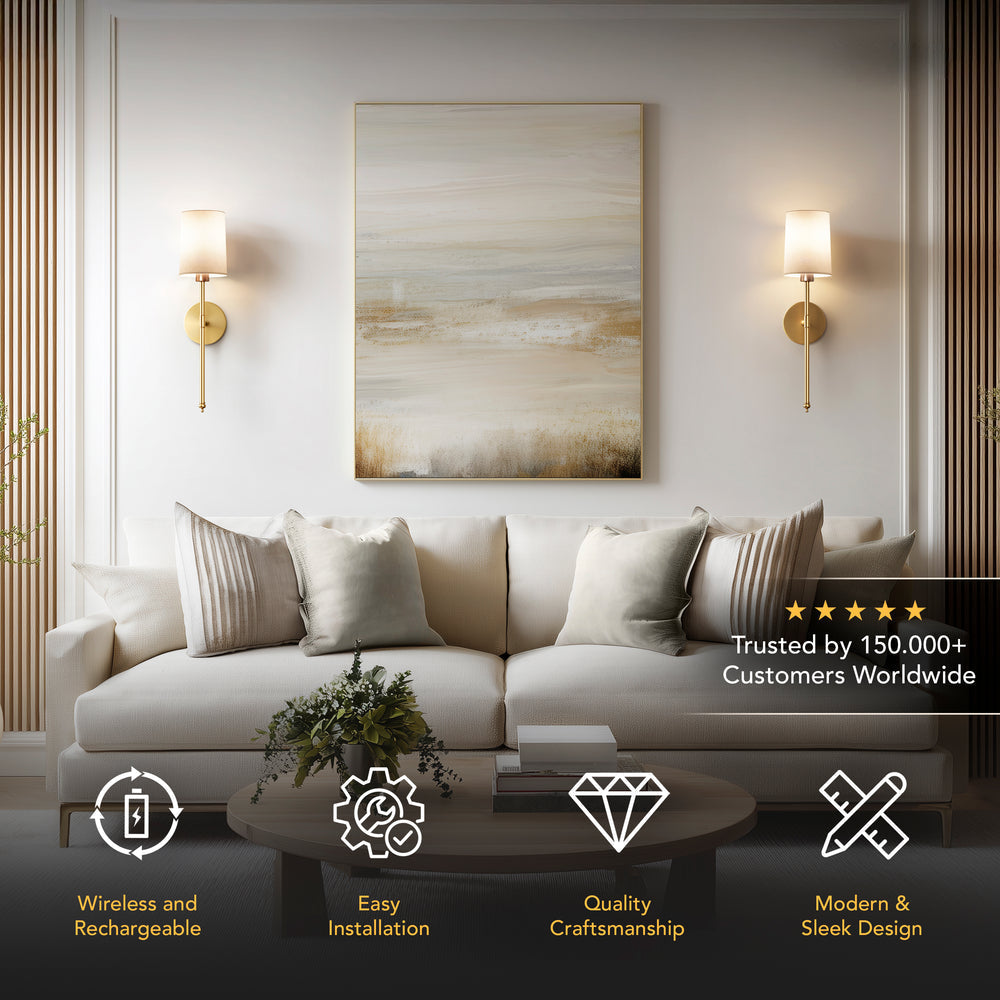 Wall Lamp Wireless Remote & Timer No-Drill