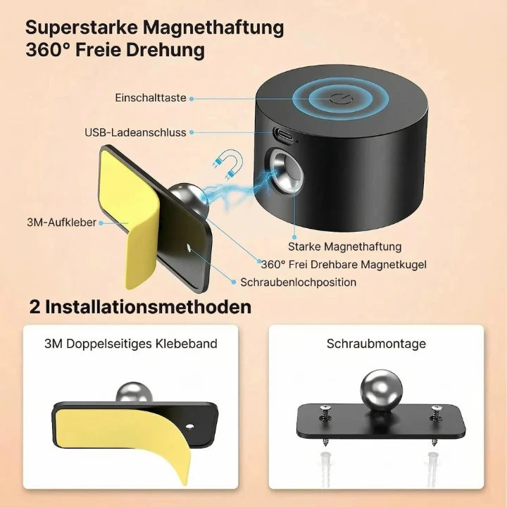 Wall Light Cordless USB-Rechargeable Remote & No-Drill Mount