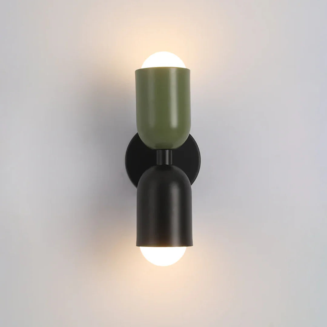 Wall Light Double Cylinder Up-Down Powder-Coated Metal E27 Socket