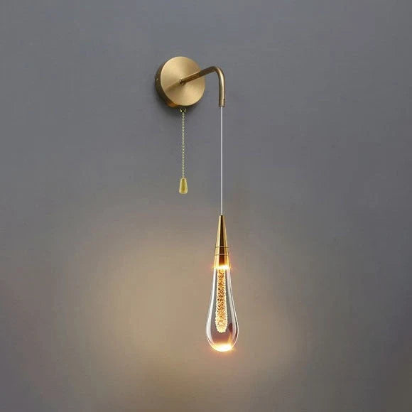 Wall Light Drop-Shaped Glass & Metal Warm White LED