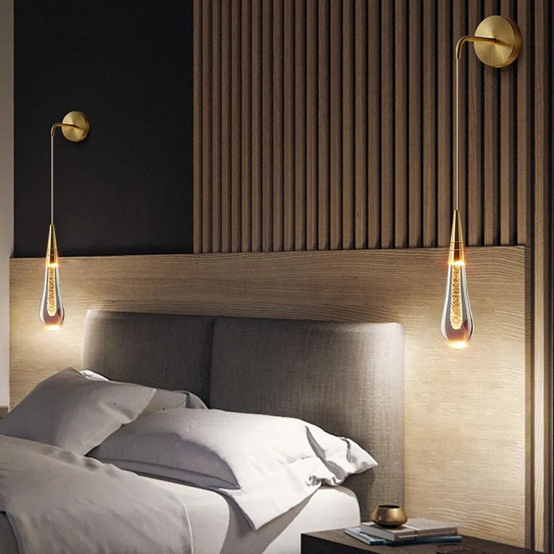 Wall Light Drop-Shaped Glass & Metal Warm White LED