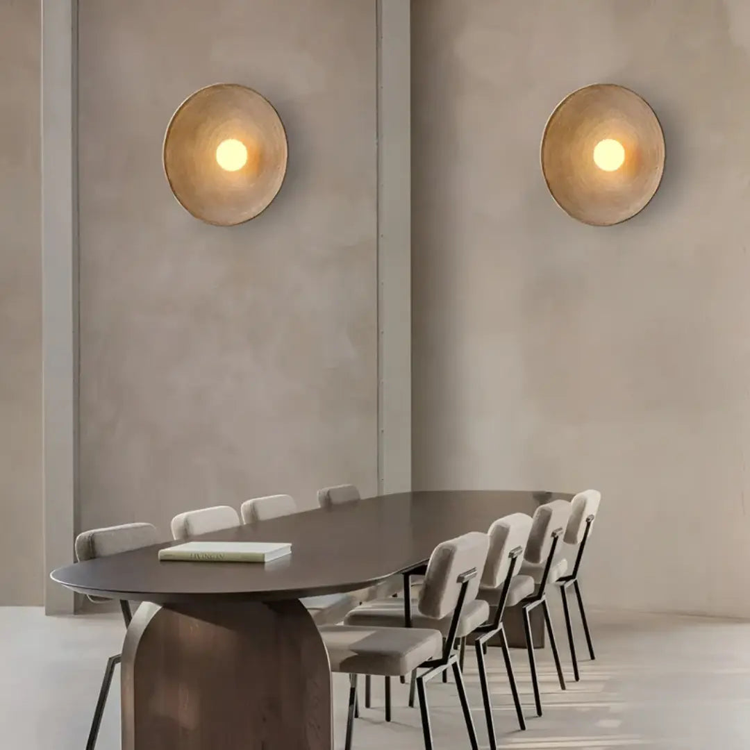 Wall Light Round Glass & Resin Selectable Light Tones