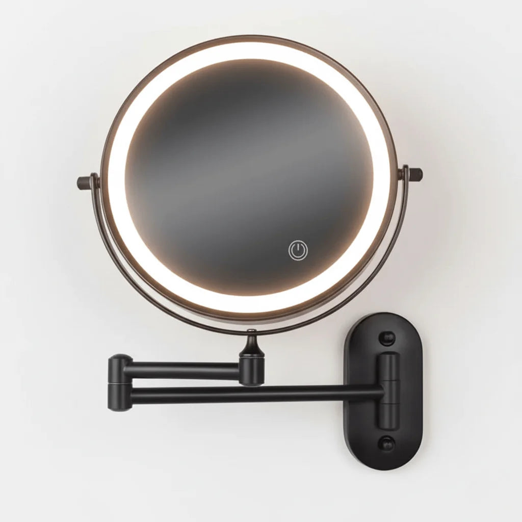 Wall-Mount Magnifying Mirror Stepless LED Rechargeable 360 Degree Swivel
