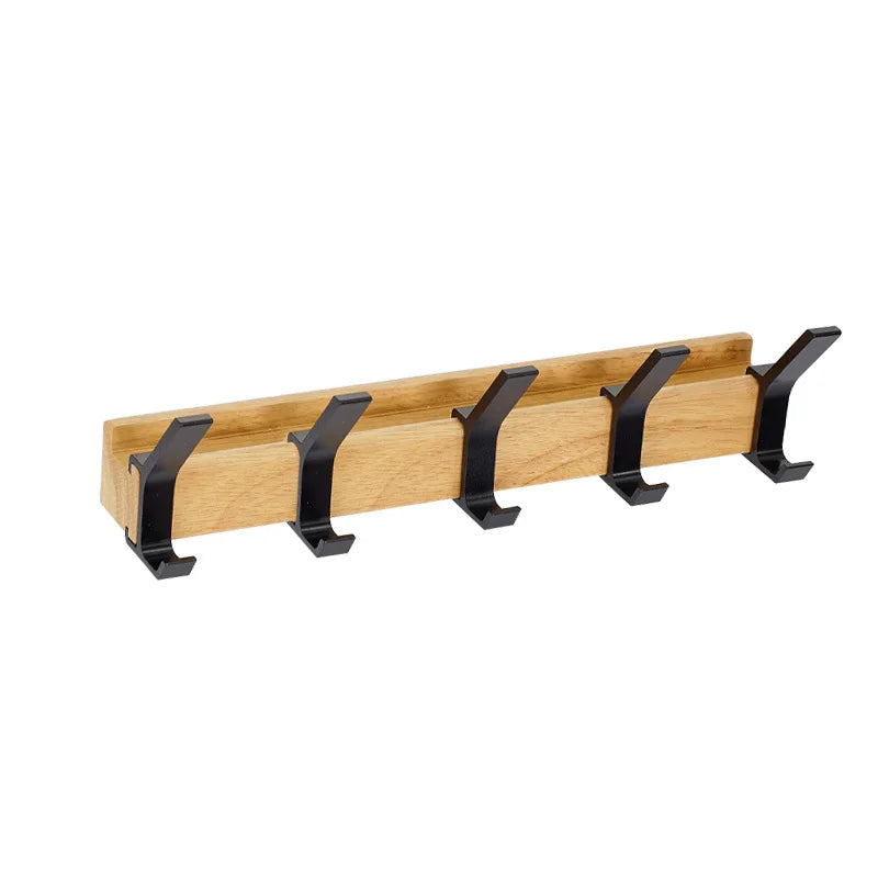 Wall-Mounted Coat Rack 5 Movable Double Hooks Space-Saving