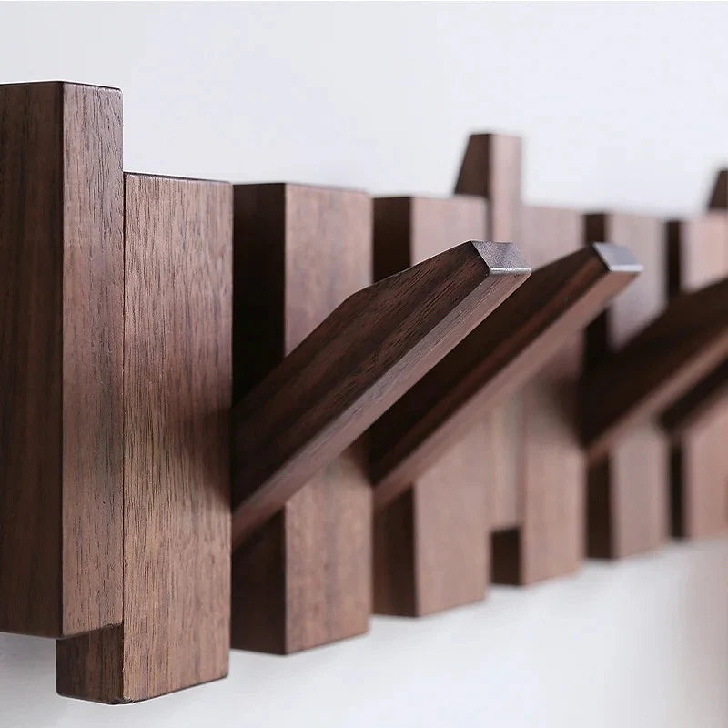 Wall-Mounted Coat Rack Piano Key Solid Wood Multiple Hooks