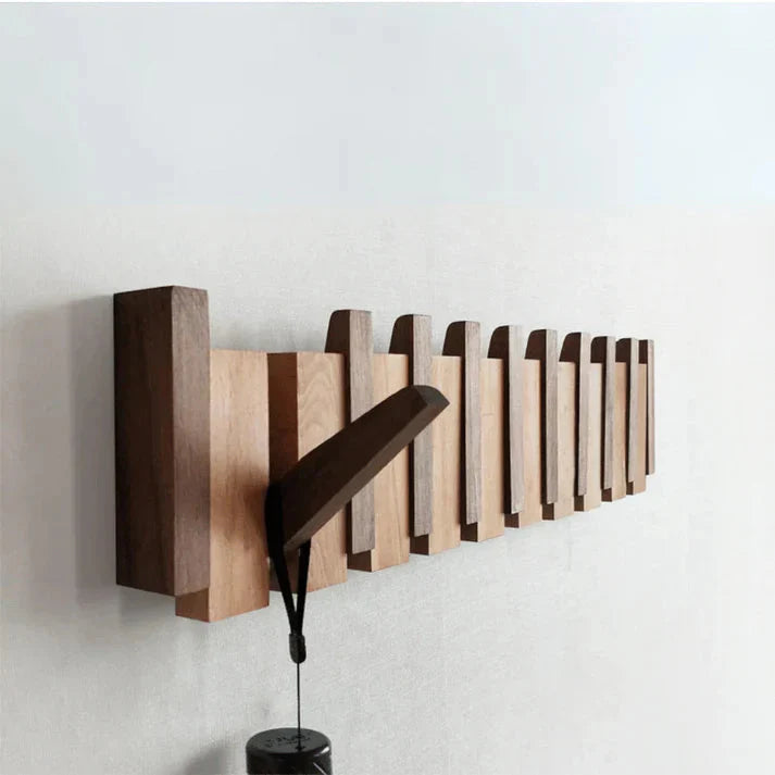 Wall-Mounted Coat Rack Piano Key Solid Wood Multiple Hooks