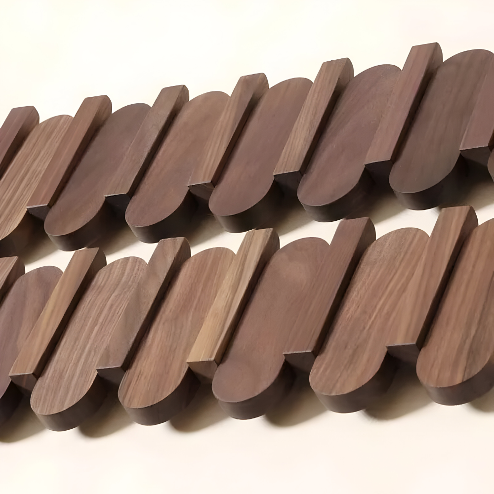 Wall-Mounted Coat Rack Solid Wood Walnut Finish Rounded Hooks