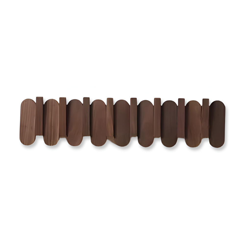 Wall-Mounted Coat Rack Solid Wood Walnut Finish Rounded Hooks