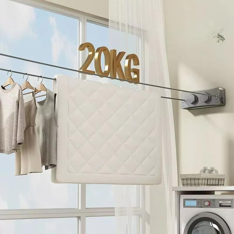 Wall-Mounted Drying Rack Extendable Double Cord Stainless Steel