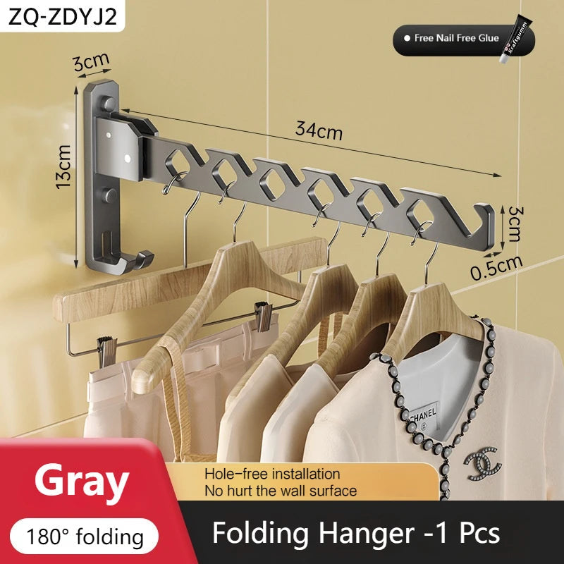 Wall-Mounted Drying Rack Foldable Aluminum 180 Degree Swivel