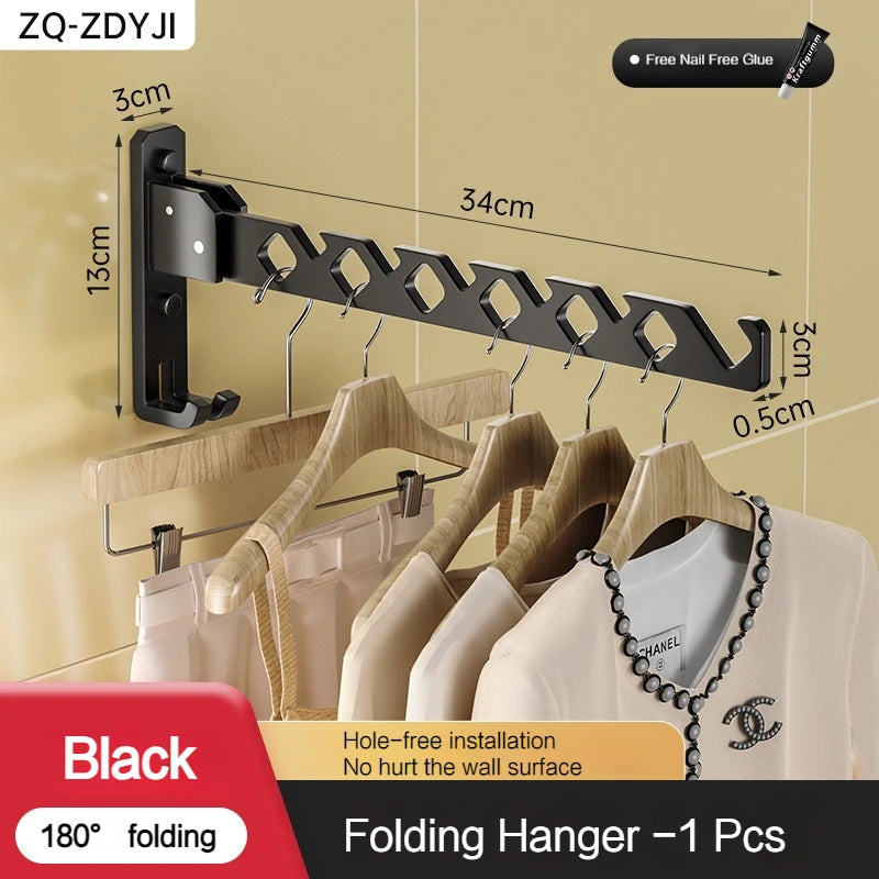 Wall-Mounted Drying Rack Foldable Aluminum 180 Degree Swivel