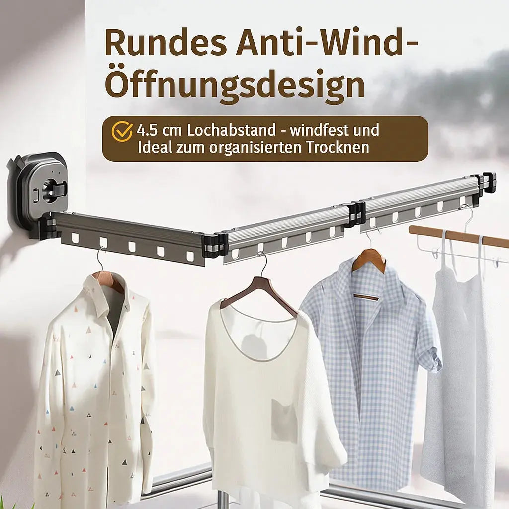 Wall-Mounted Drying Rack Suction Mount Foldable Wind-Resistant Hooks