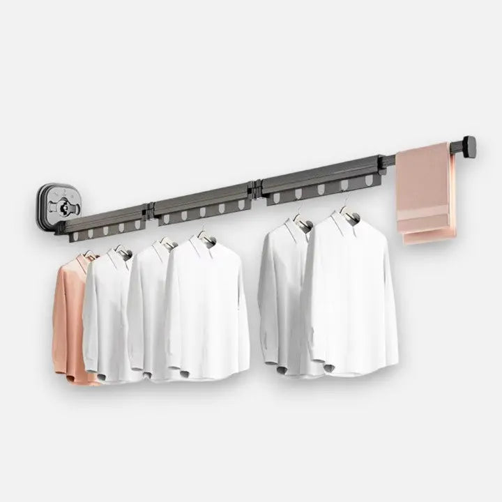 Wall-Mounted Drying Rack Suction Mount Foldable Wind-Resistant Hooks
