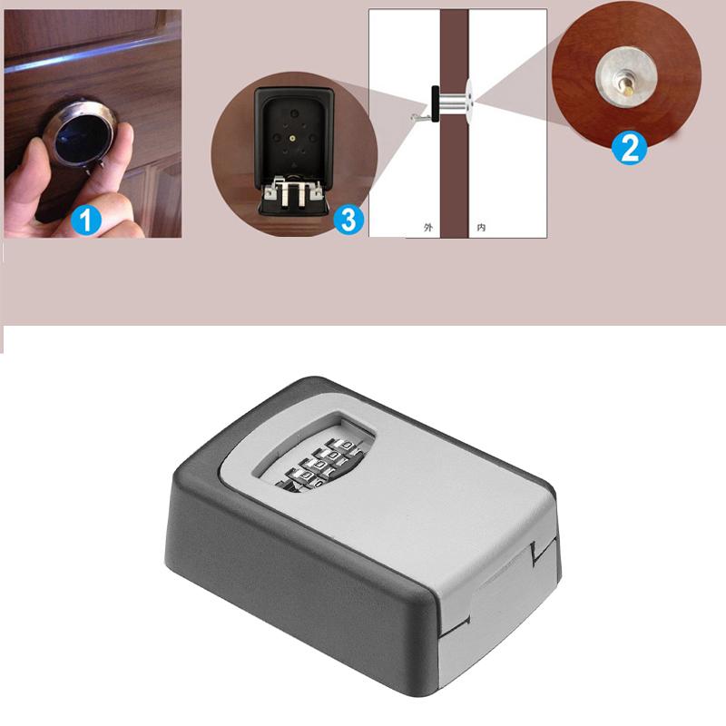 Wall-Mounted Key Box Weatherproof Aluminum 4-Digit Lock