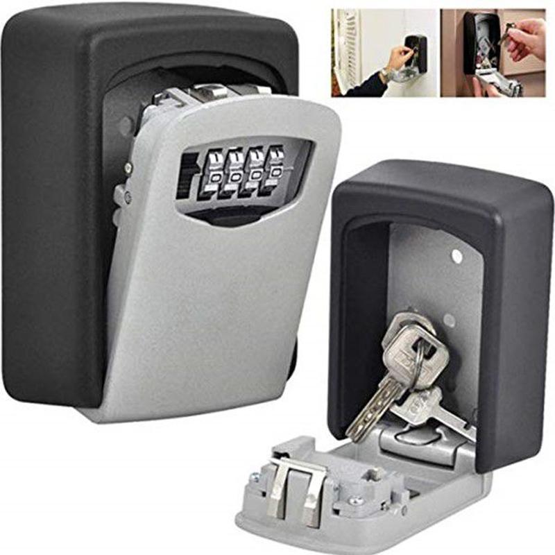 Wall-Mounted Key Box Weatherproof Aluminum 4-Digit Lock