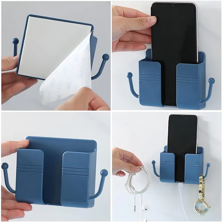 Wall-Mounted Phone Holder Space-Saving Self-Adhesive Cable Guide