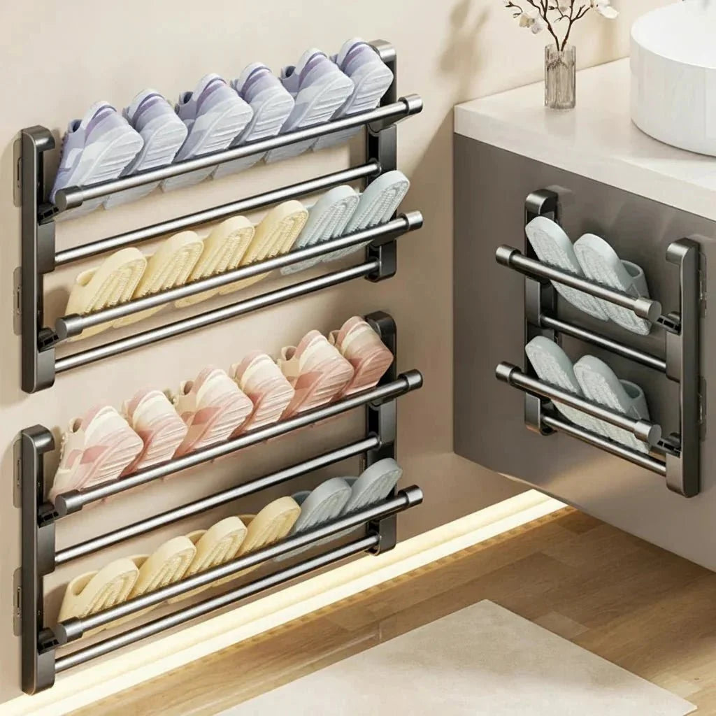 Wall-Mounted Shoe Rack Integrated Drainage Easy-Clean Plastic