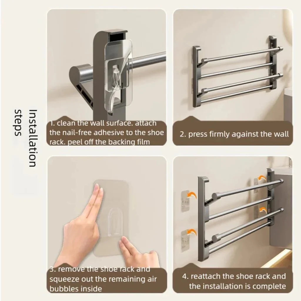 Wall-Mounted Shoe Rack Integrated Drainage Easy-Clean Plastic