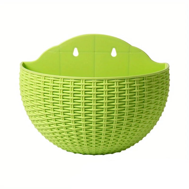 Wall Planter Space-Saving Rattan-Look Built-In Water Reservoir & Drainage