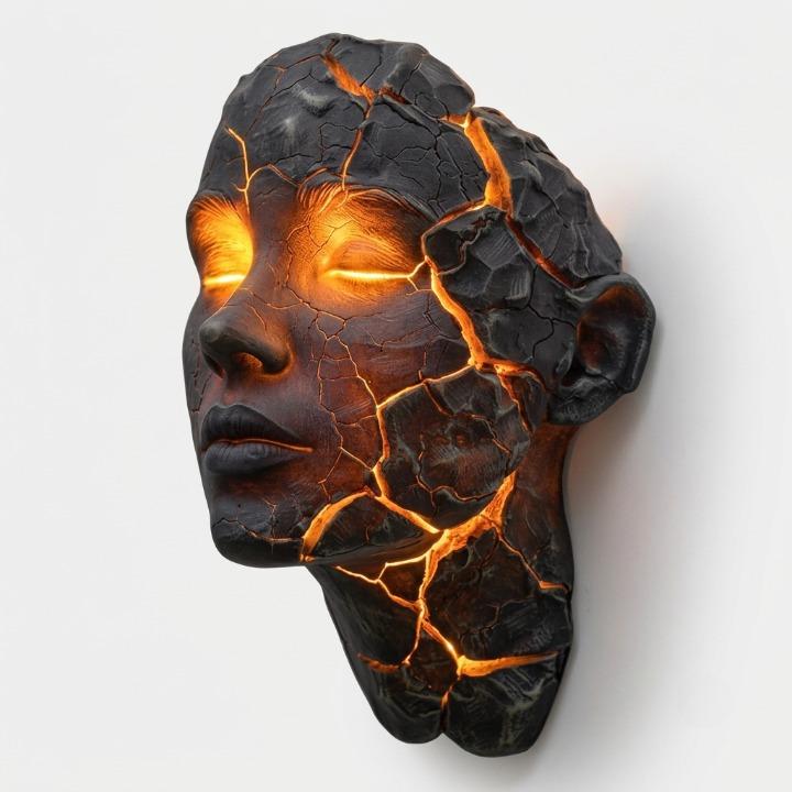 Wall Sculpture Resin LED Illuminated Cracks