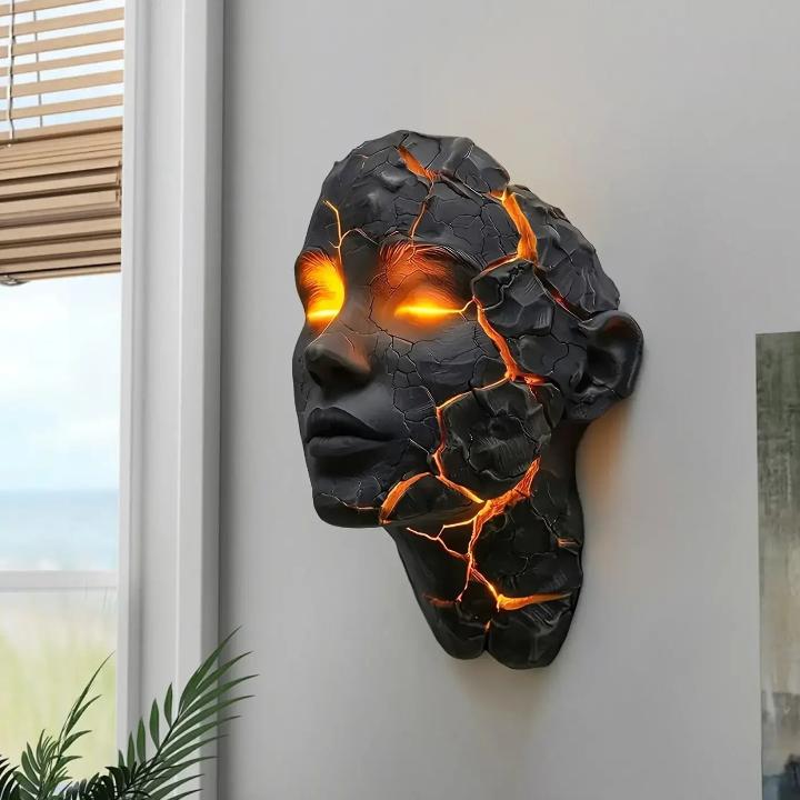 Wall Sculpture Resin LED Illuminated Cracks