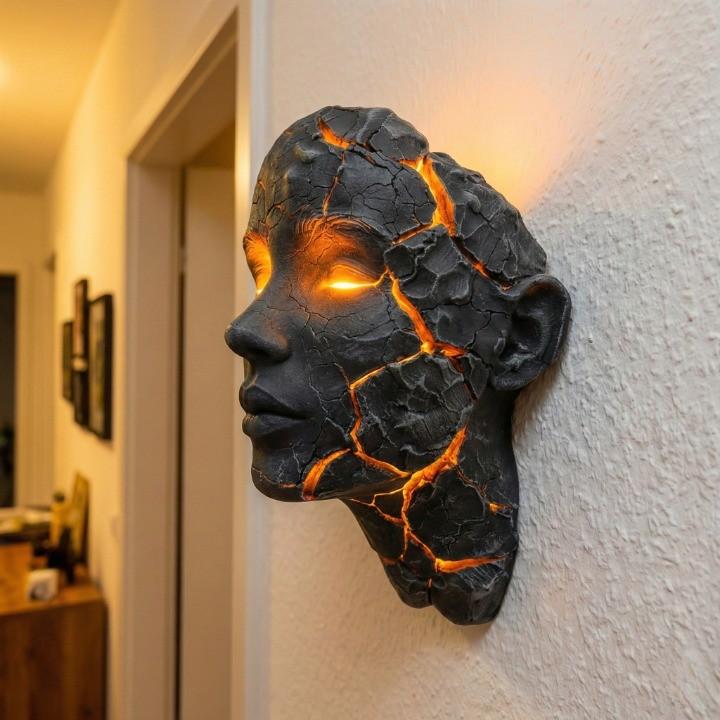Wall Sculpture Resin LED Illuminated Cracks