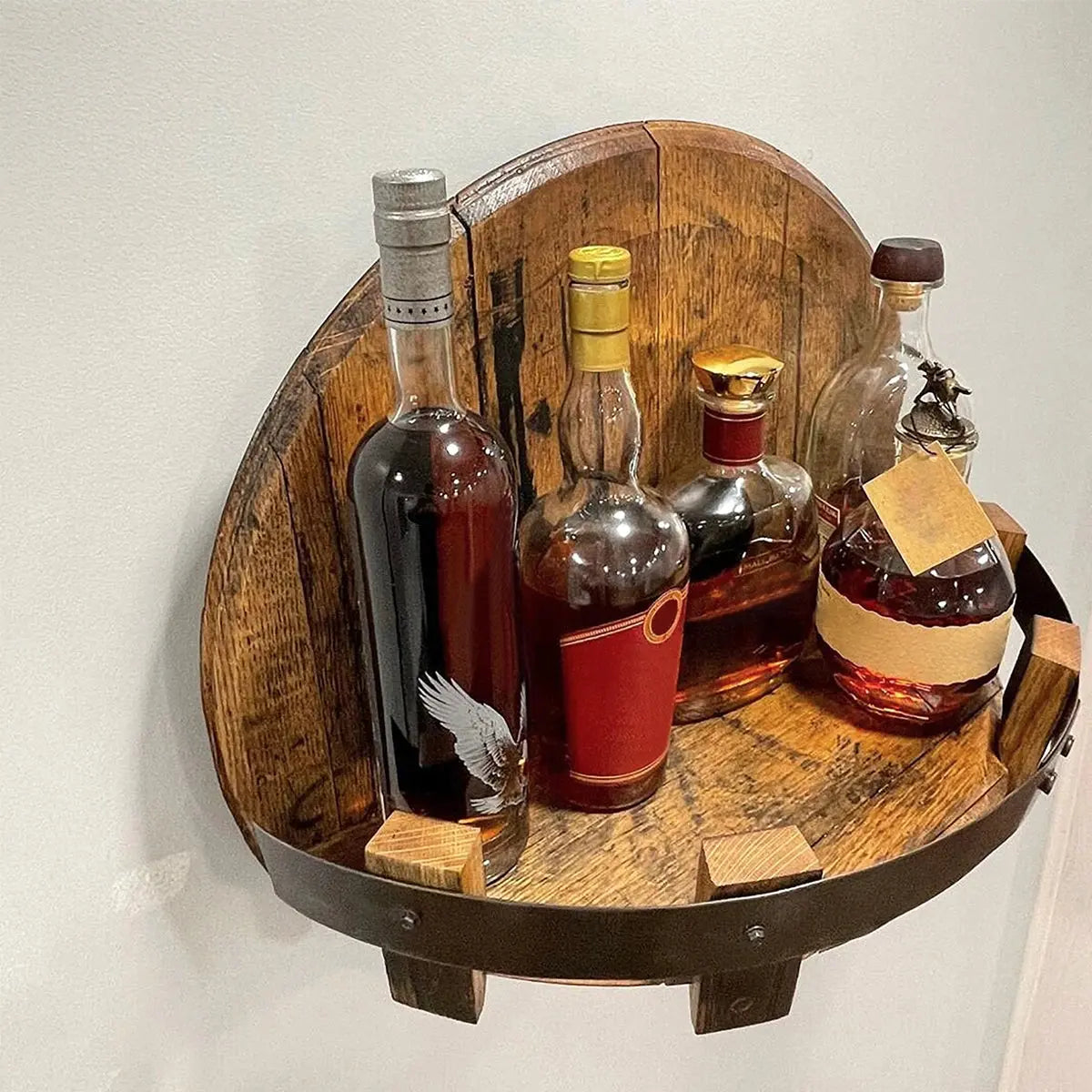 Wall Wine Rack Reclaimed Oak 7-Bottle Ready To Hang