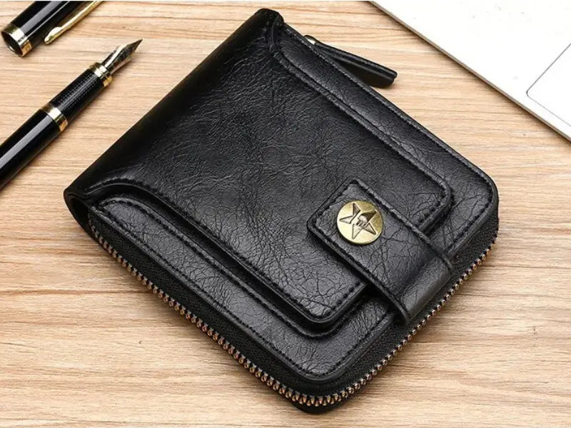 Wallet PU Leather All-Around Zipper Card Slots