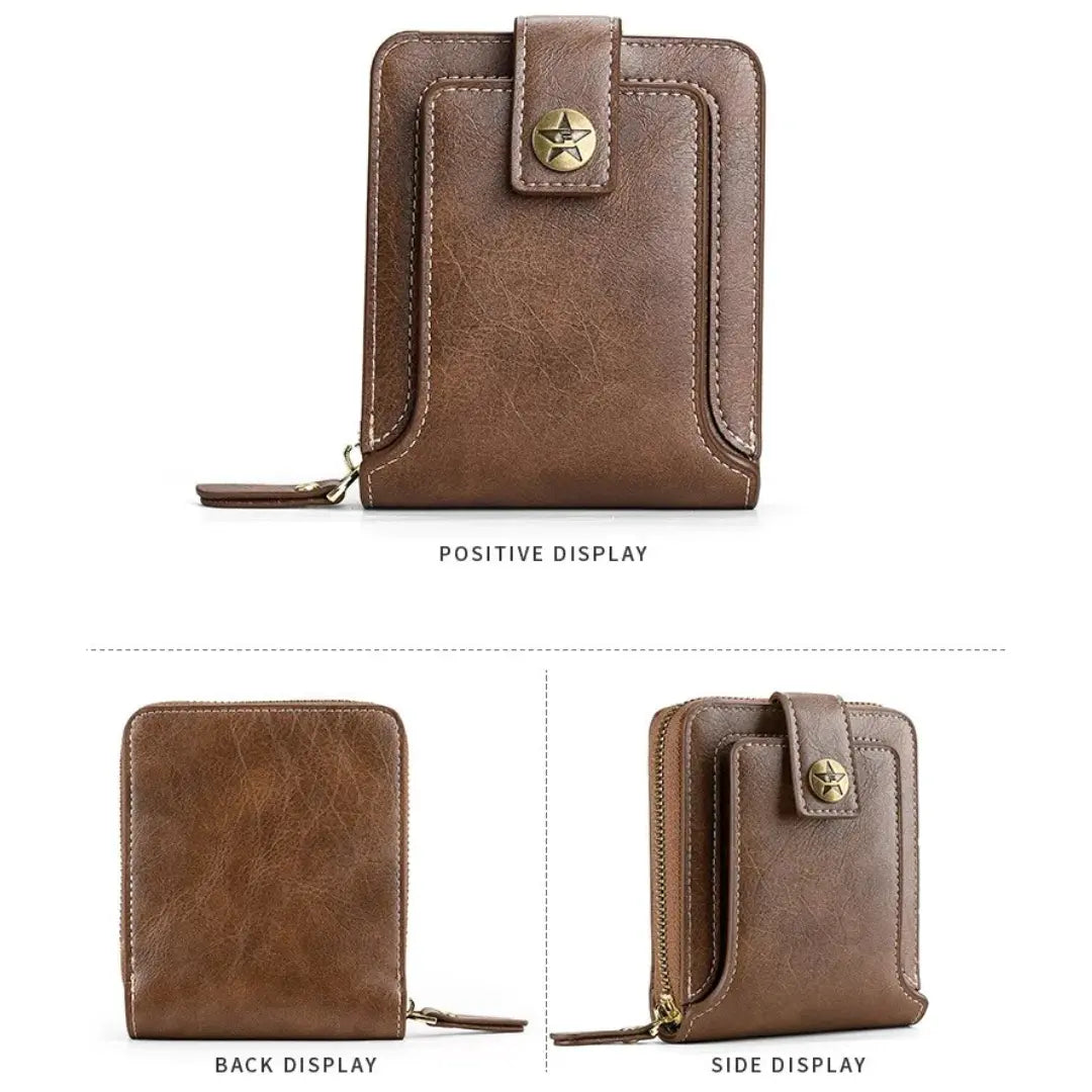 Wallet PU Leather All-Around Zipper Card Slots