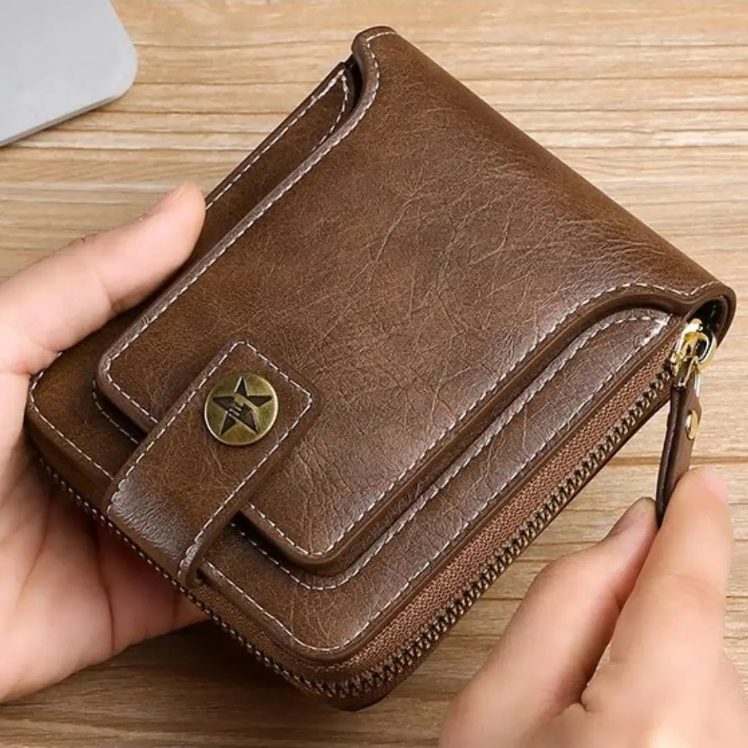 Wallet PU Leather All-Around Zipper Card Slots