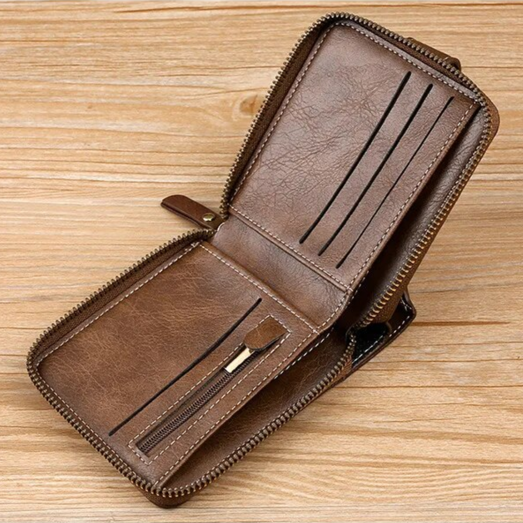 Wallet Zip-Around PU Leather Card Slots & Coin Pocket
