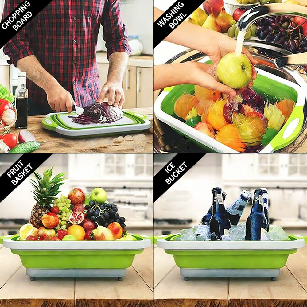 Wash Basin Foldable Integrated Drain Plug & Handles