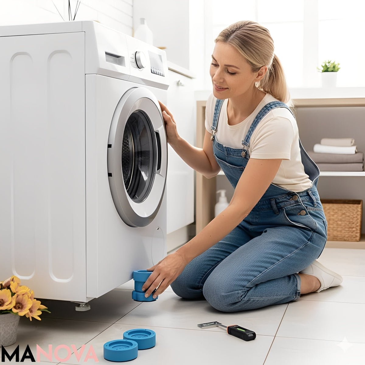 Washer & Dryer Anti-Vibration Mat Set Adjustable Height Non-Slip
