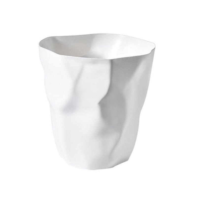 Wastebasket Sculptural Crumpled Design Open Top